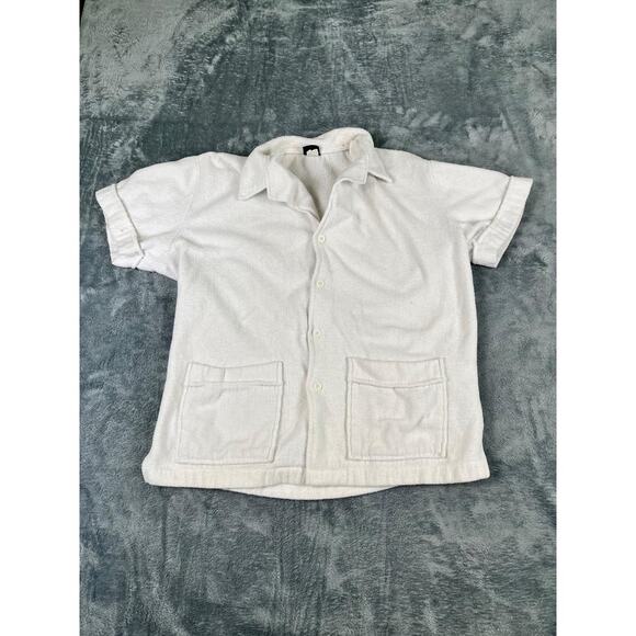 Jantzen USA men’s terry cloth shirt white large  button-up resort towel good - Picture 1 of 10
